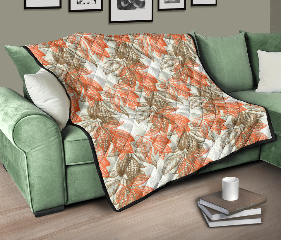 Cocoa Beans Cocoa Tree Pattern Premium Quilt