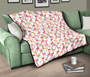 Giraffe Pattern Print Design 03 Premium Quilt