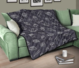 Sushi Pattern Black Background Premium Quilt