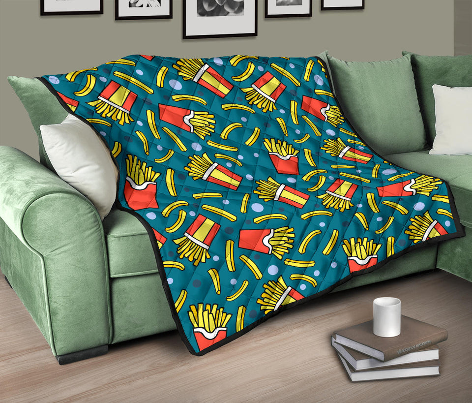 French Fries Red Paper Box Pattern Premium Quilt