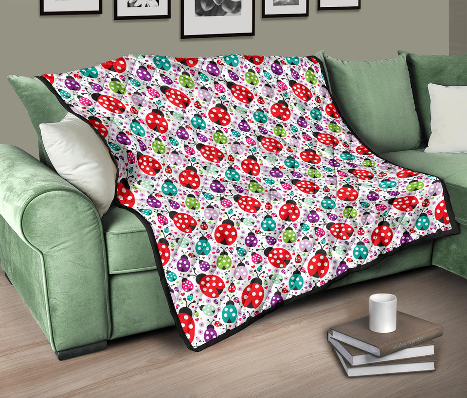 Ladybug Pattern Print Design 03 Premium Quilt