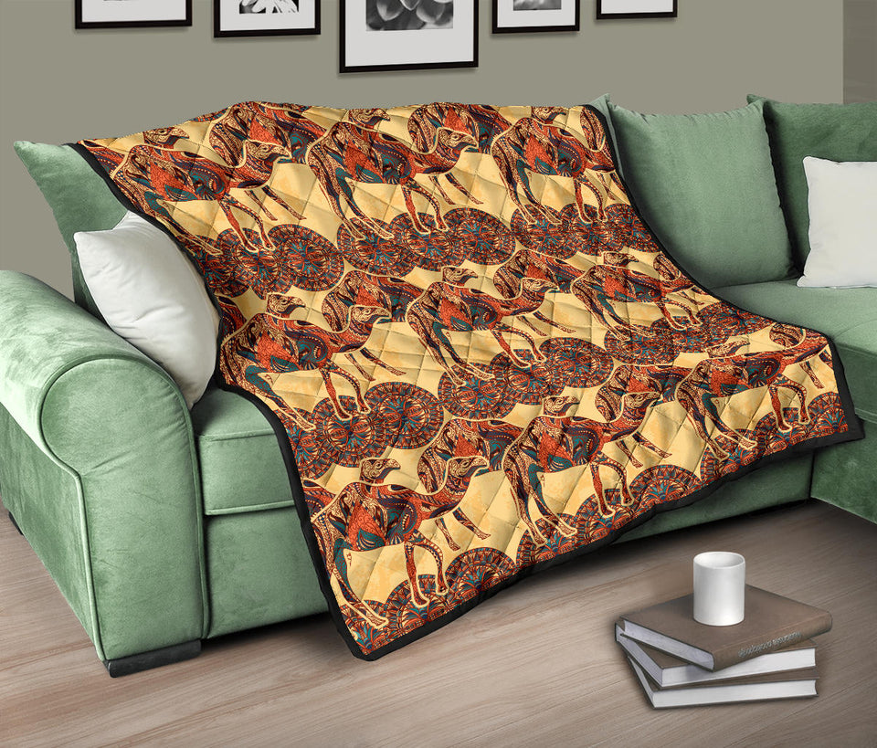 Camel Polynesian Tribal Design Pattern Premium Quilt