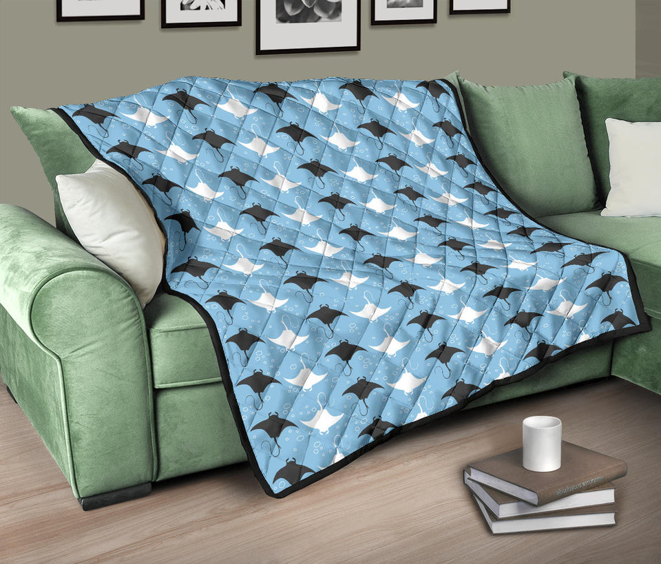 Stingray Pattern Print Design 03 Premium Quilt