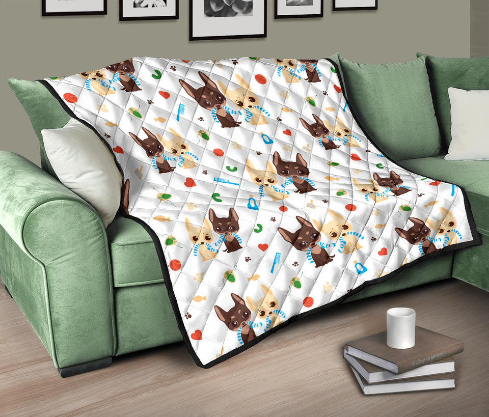 Cute Chihuahua Dog Pattern Premium Quilt