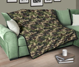 Dark Green Camo Camouflage Pattern Premium Quilt