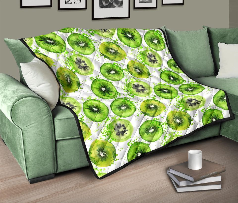 Watercolor Kiwi Pattern Premium Quilt