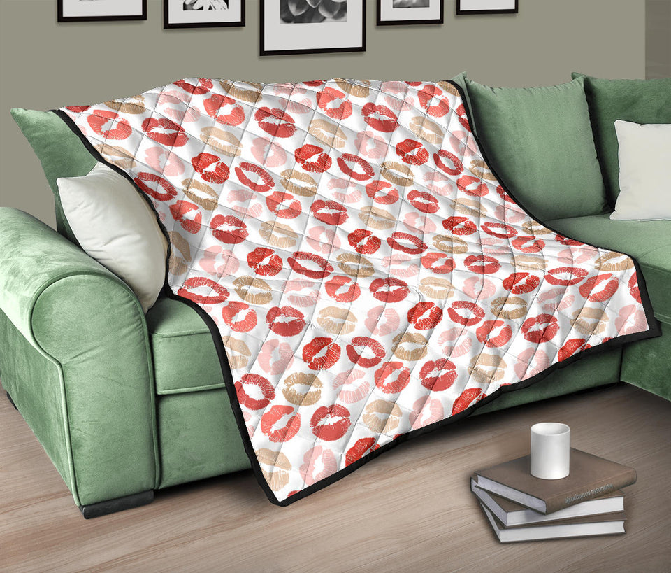 Lips Pattern Print Design 04 Premium Quilt