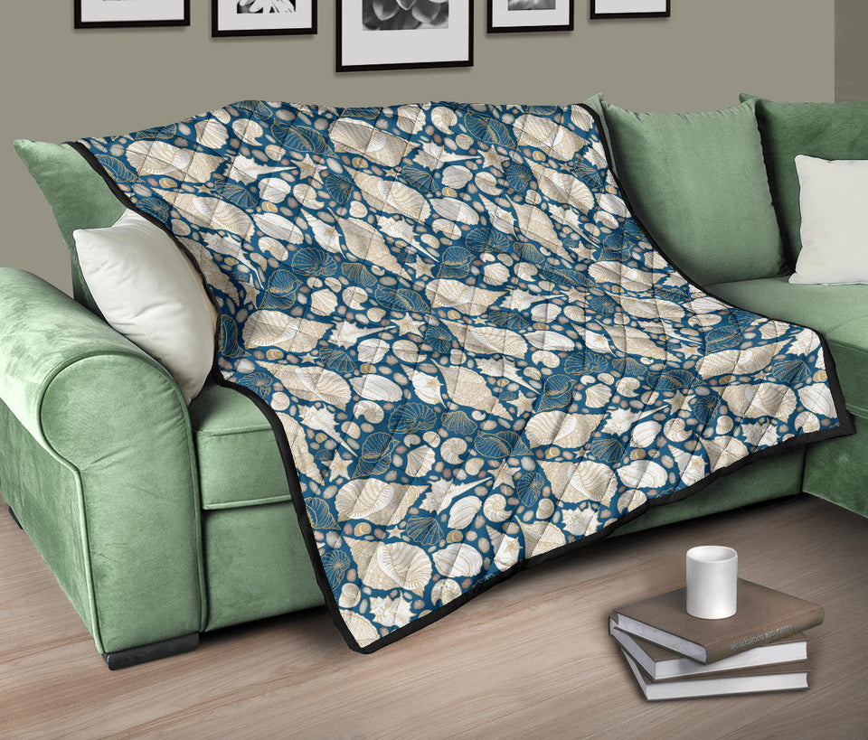 Shell Polynesian Tribal Design Pattern Premium Quilt