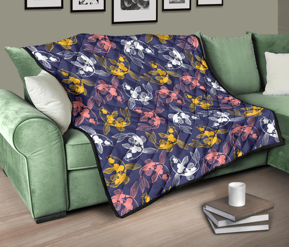 Koi Fish Carp Fish Pattern Premium Quilt