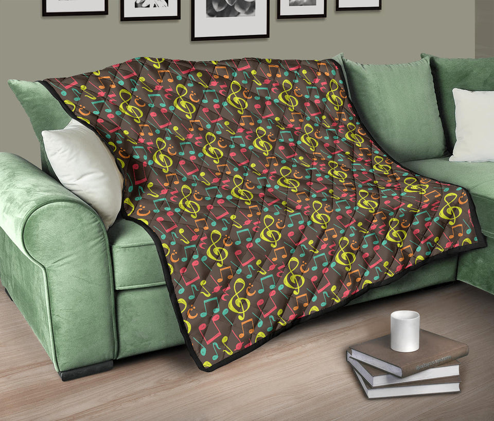 Music Notes Pattern Print Design 05 Premium Quilt