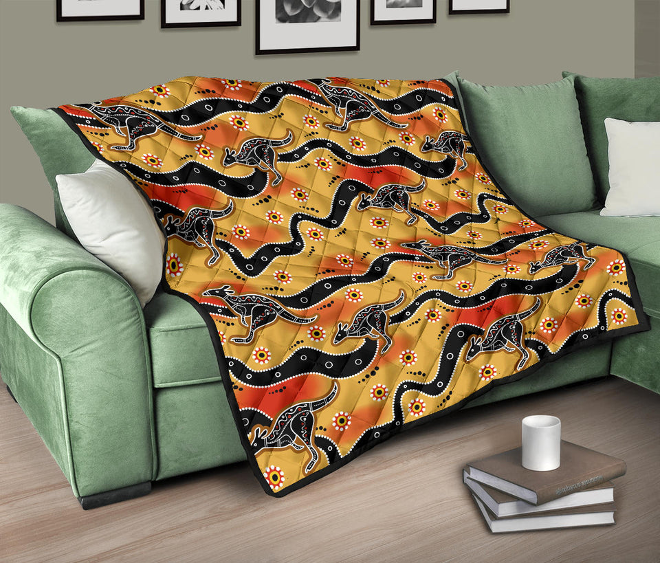 Kangaroo Australian Aboriginal Art Pattern Premium Quilt