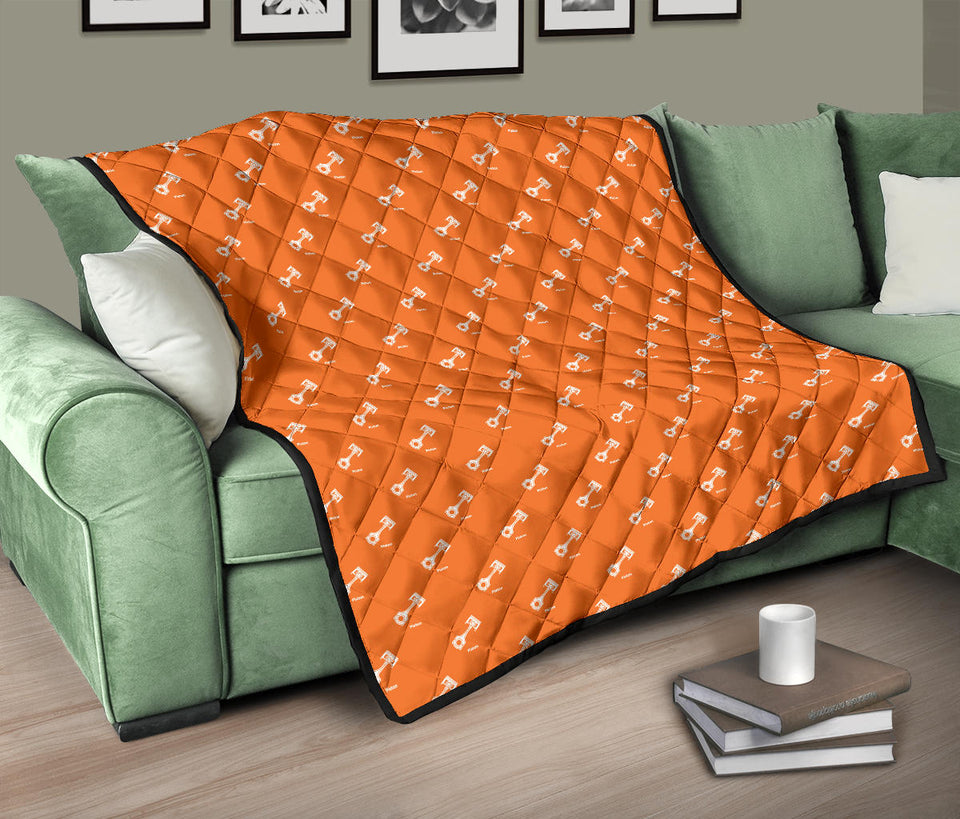 Engine Piston Orange Background Pattern Print Design 05 Premium Quilt