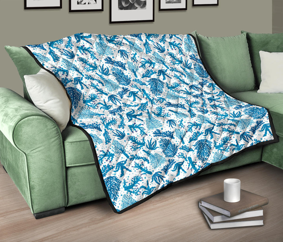 Coral Reef Pattern Print Design 01 Premium Quilt