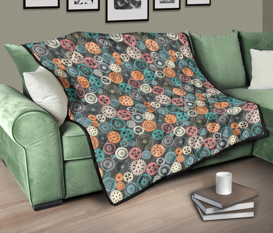 Gear Pattern Print Design 05 Premium Quilt