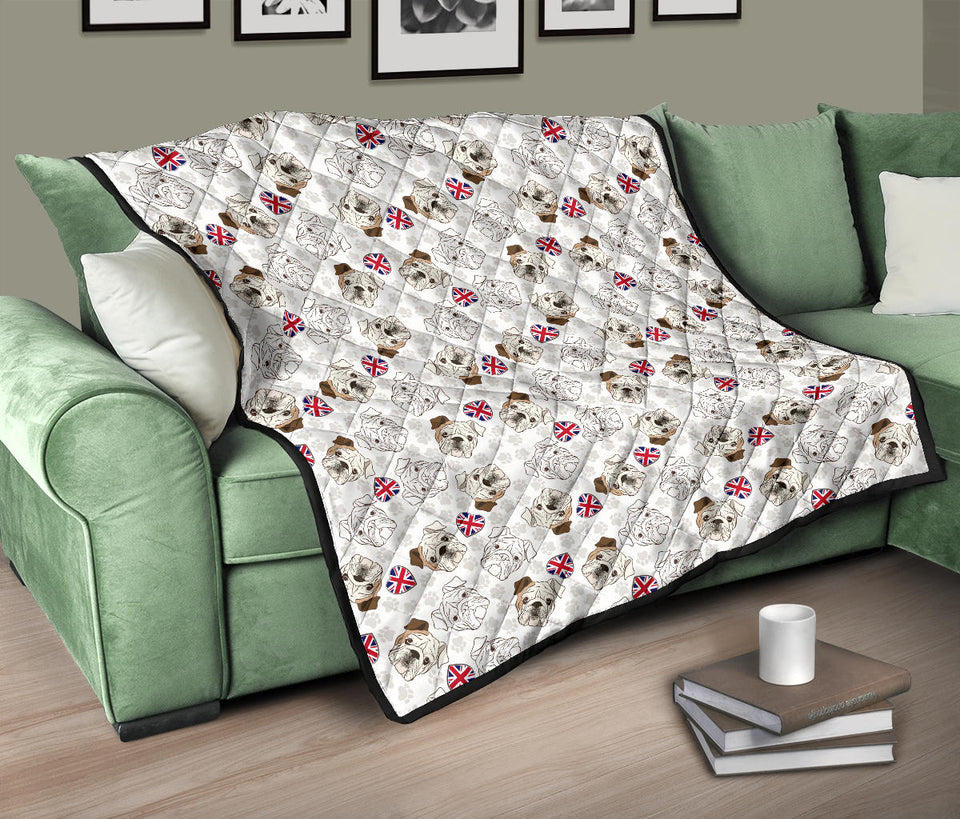 English Bulldog Pattern Print Design 01 Premium Quilt