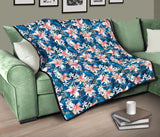 Hibiscus Pattern Print Design 02 Premium Quilt
