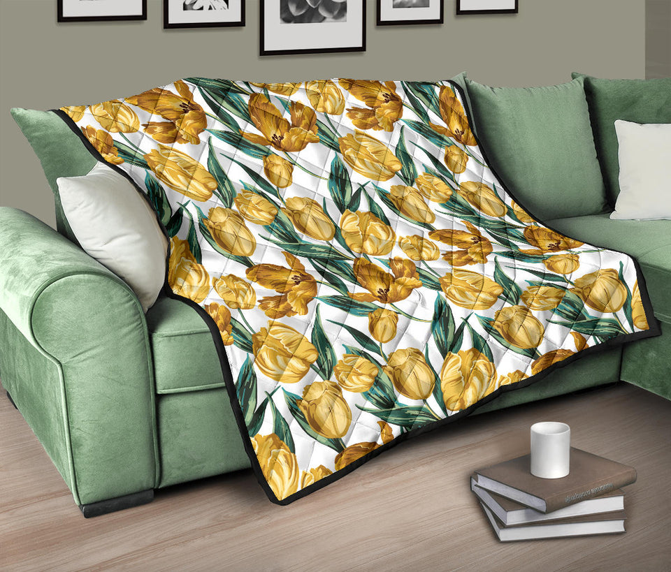 Yellow Tulips Pattern Premium Quilt
