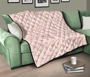 Golden Retriever Pattern Print Design 02 Premium Quilt