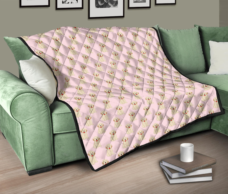 Golden Retriever Pattern Print Design 02 Premium Quilt