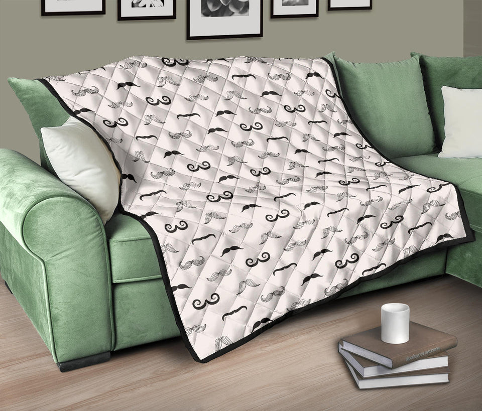 Mustache Beard Pattern Print Design 05 Premium Quilt