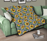 Sunflowers Ribbon Background Premium Quilt