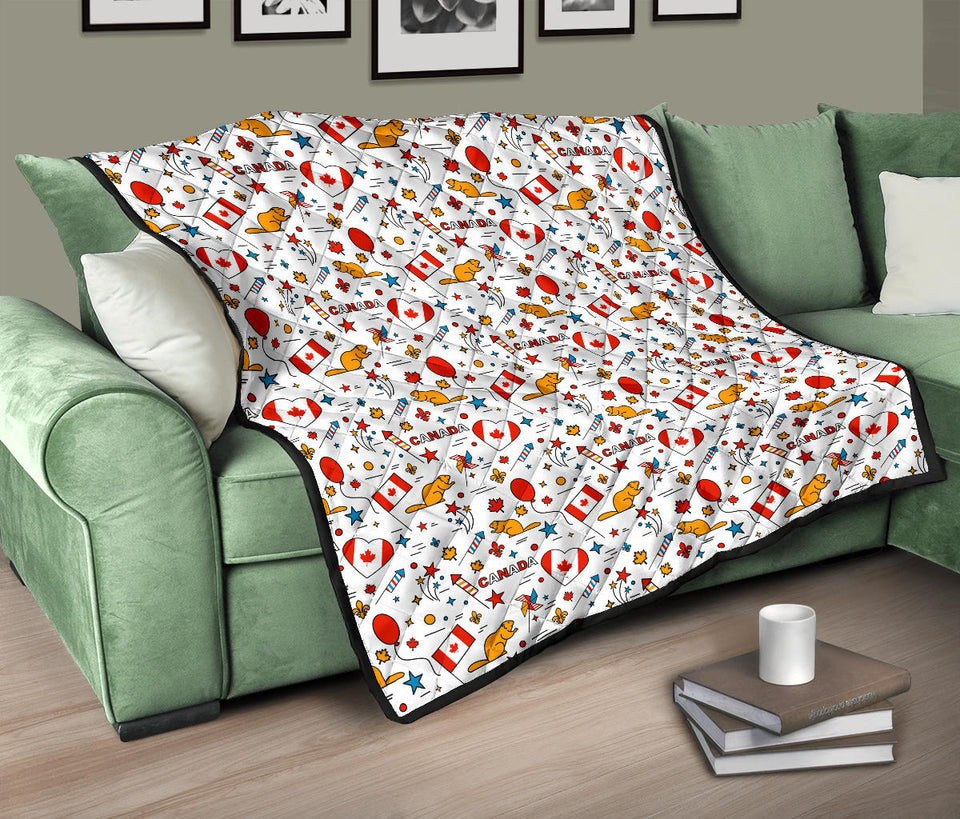 Canada Pattern Print Design 03 Premium Quilt