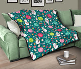 Snowman Bird Decorative Elements Christmas Pattern Premium Quilt