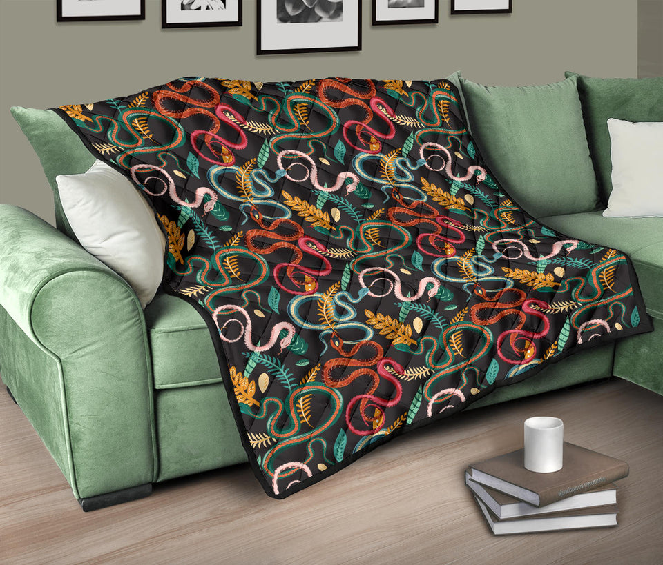 Colorful Snake Plant Pattern Premium Quilt