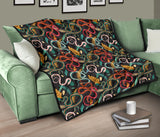 Colorful Snake Plant Pattern Premium Quilt