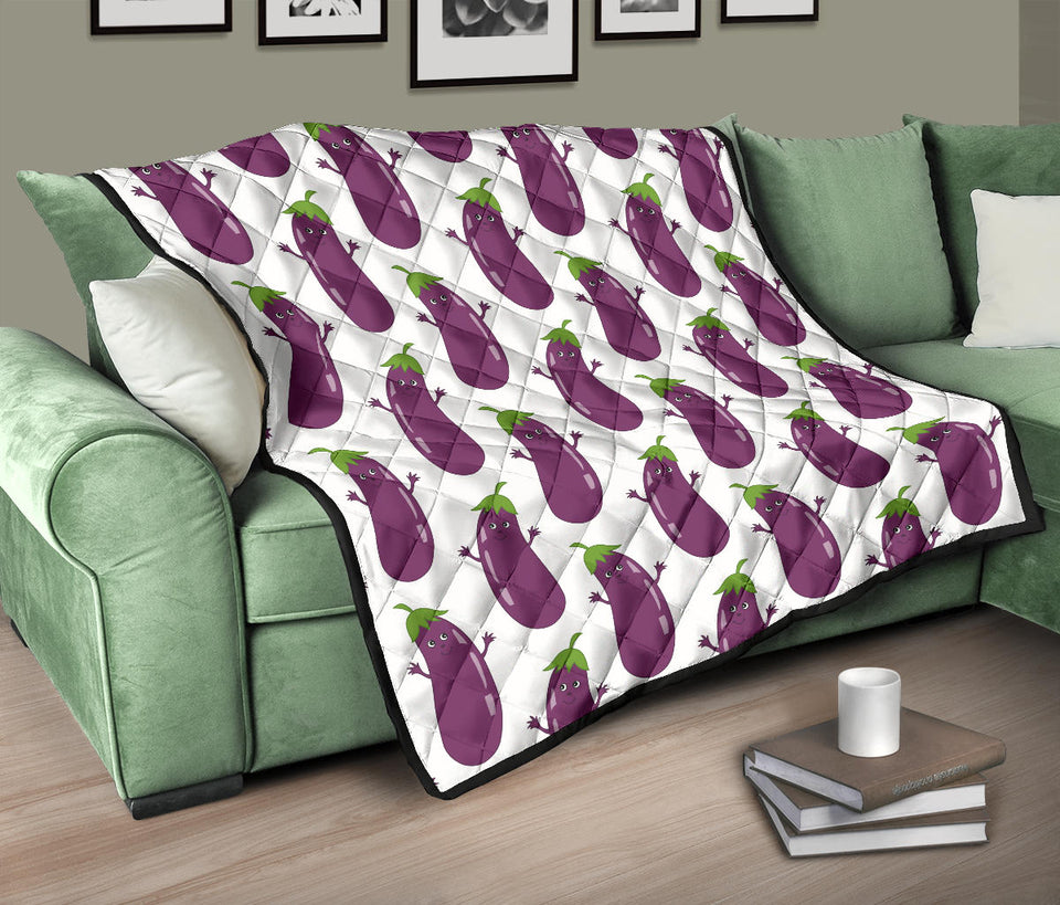 Eggplant Pattern Print Design 01 Premium Quilt