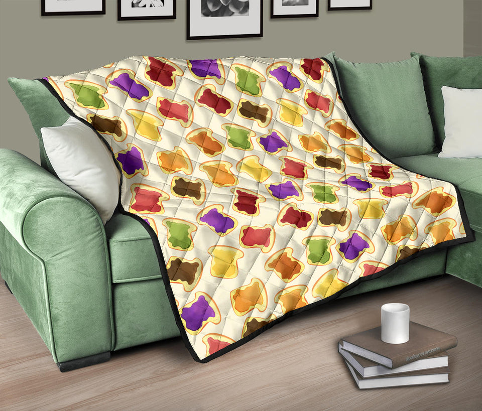 Bread Toast Pattern Print Design 02 Premium Quilt