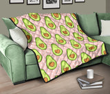 Avocado Heart Pink Background Premium Quilt