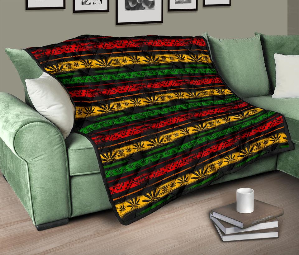 Canabis Marijuana Weed Pattern Print Design 04 Premium Quilt