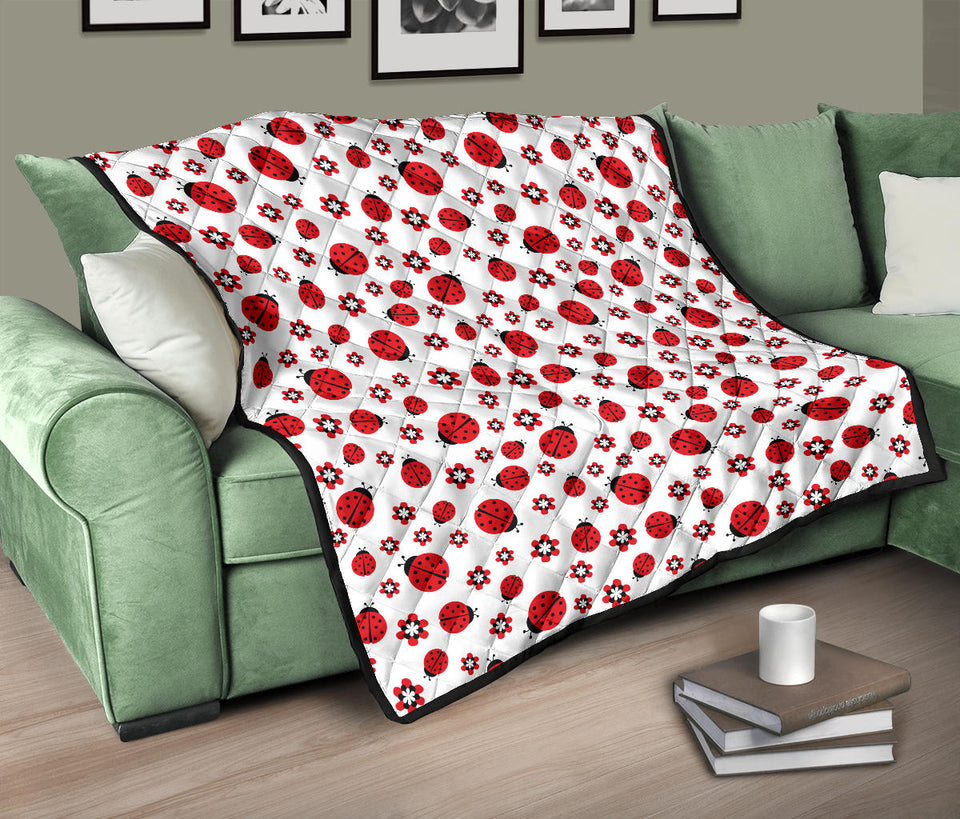 Ladybug Pattern Print Design 04 Premium Quilt