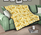 Saxophone Cornet Pattern Yellow Background Premium Quilt