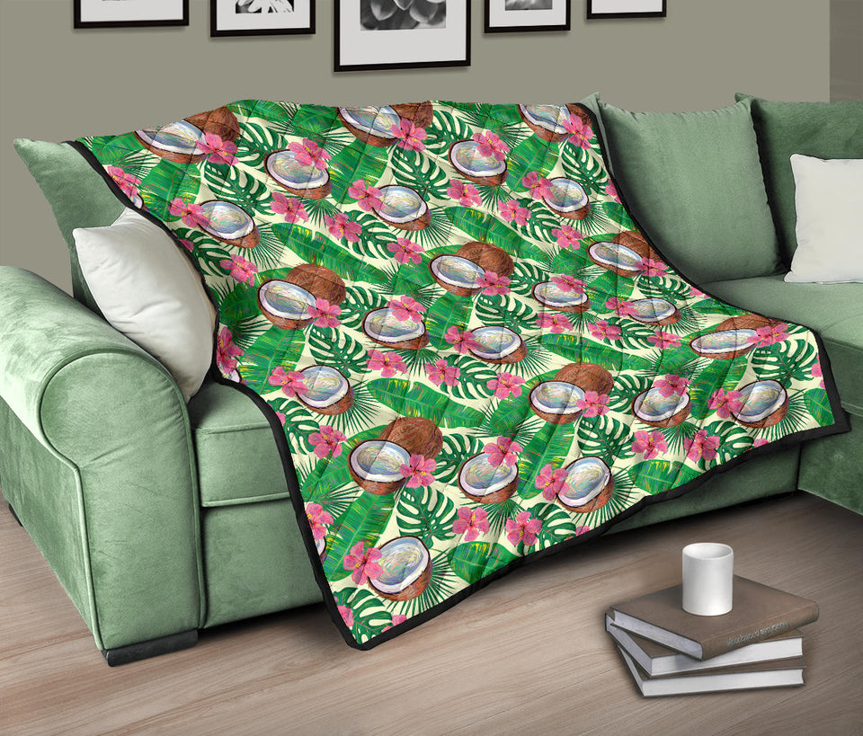 Coconut Pattern Print Design 01 Premium Quilt