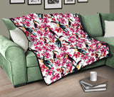Toucan Flower Design Pattern Premium Quilt