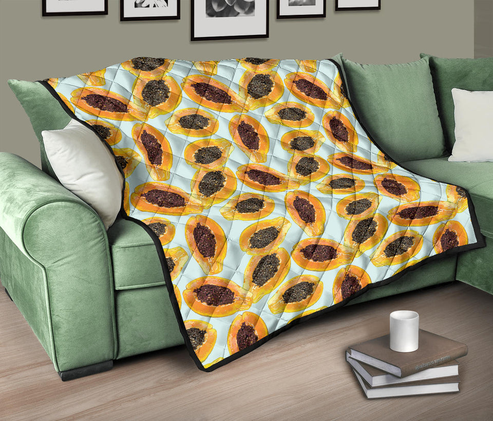 Watercolor Papaya Pattern Premium Quilt