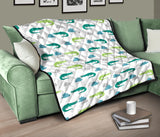 Watercolor Crocodile Pattern Premium Quilt