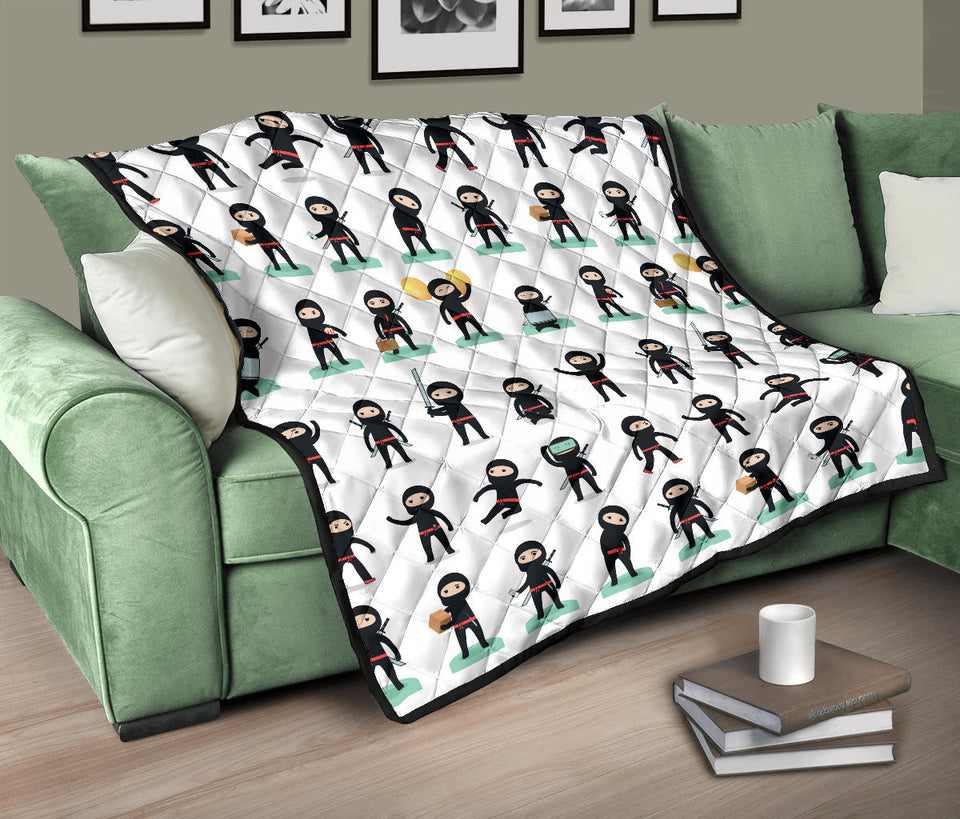 Cute Ninja Katana Sword Pattern Premium Quilt
