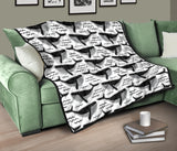 Black Whale Pattern Premium Quilt