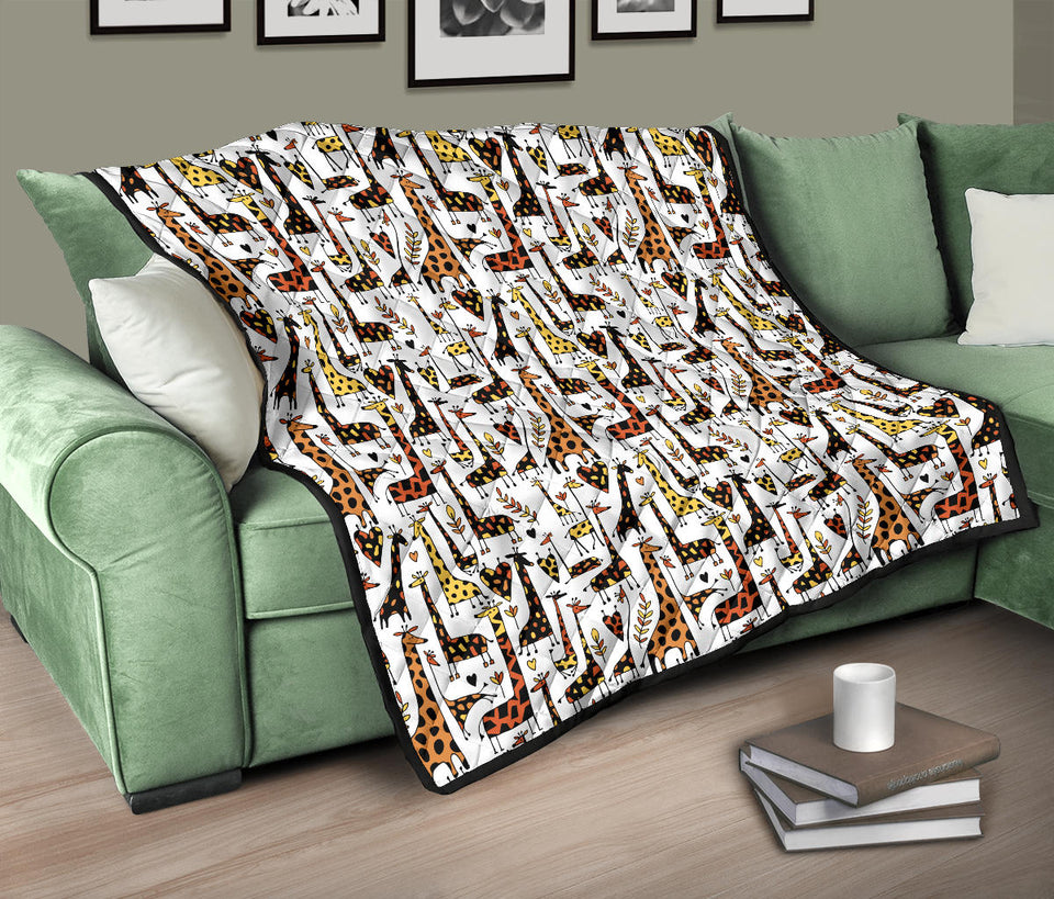 Giraffe Pattern Print Design 05 Premium Quilt