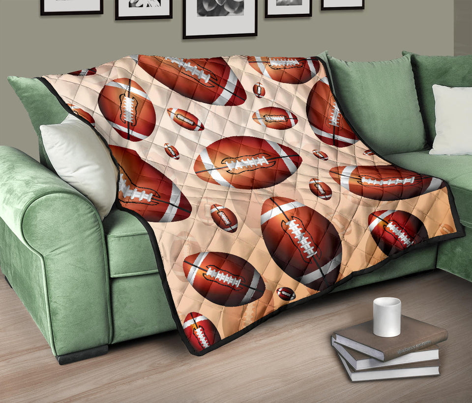 American Football Ball Design Pattern Premium Quilt
