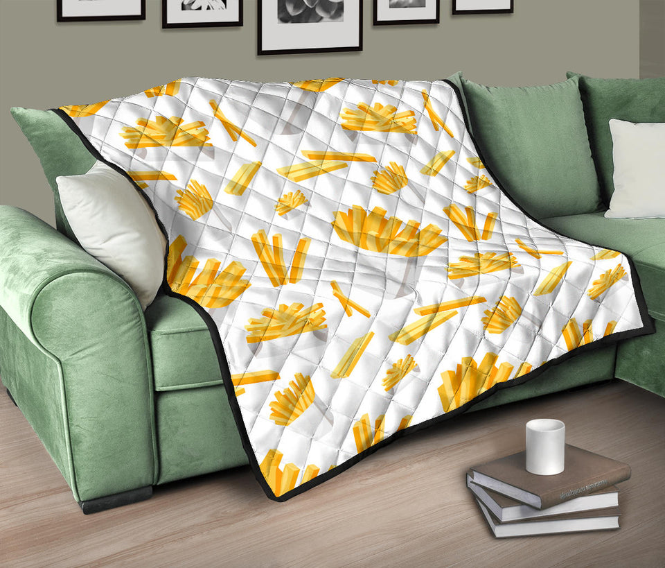 French Fries White Paper Box Pattern Premium Quilt