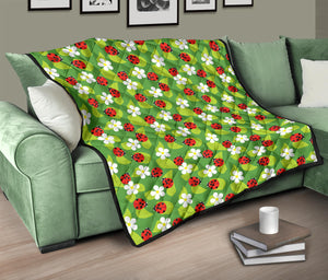 Ladybug Pattern Print Design 01 Premium Quilt