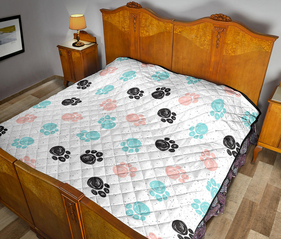 Dog Paws Pattern Print Design 04 Premium Quilt