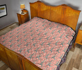 Eiffel Tower Flower Background Pattern Print Design 03 Premium Quilt