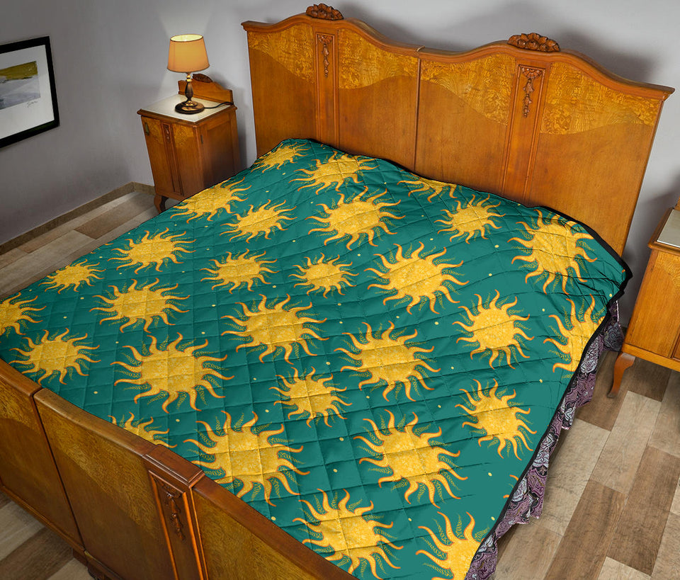 Sun Green Background Premium Quilt