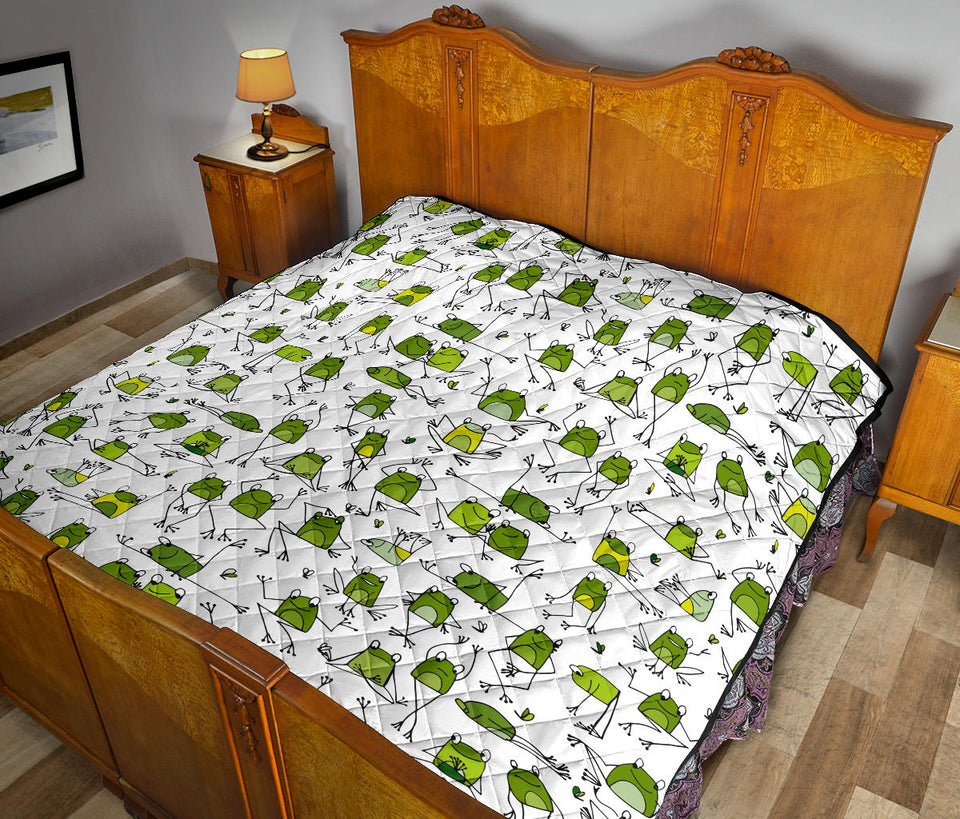 Sketch Funny Frog Pattern Premium Quilt
