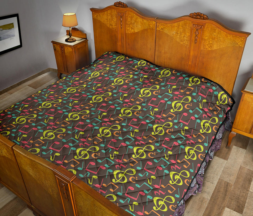 Music Notes Pattern Print Design 05 Premium Quilt